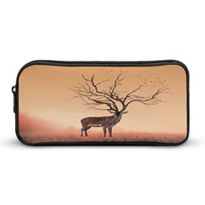 dry tree like red deer stag pencil case pencil pouch coin pouch cosmetic bag office stationery organizer