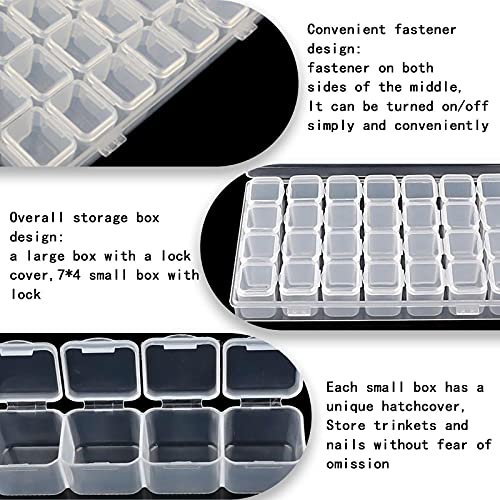 JANEMO 28 Girds Bead Storage Container，Portable Diamond Painting Storage Containers，Grid Storage Containers for Diamond Painting Accessories（Small Grid）