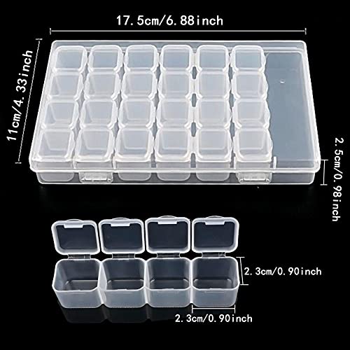 JANEMO 28 Girds Bead Storage Container，Portable Diamond Painting Storage Containers，Grid Storage Containers for Diamond Painting Accessories（Small Grid）