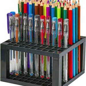 96 Hole Pencil & Brush Holders, 2 Pack Multi Bin Plastic Desk Stand Organizer Holding Rack for Pens, Paint Brushes, Colored Pencils, Gel Pens, Markers and Modeling Tools, Storage & Organizing Crate