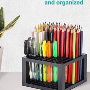 96 Hole Pencil & Brush Holders, 2 Pack Multi Bin Plastic Desk Stand Organizer Holding Rack for Pens, Paint Brushes, Colored Pencils, Gel Pens, Markers and Modeling Tools, Storage & Organizing Crate