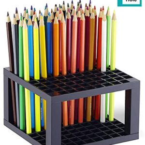 96 Hole Pencil & Brush Holders, 2 Pack Multi Bin Plastic Desk Stand Organizer Holding Rack for Pens, Paint Brushes, Colored Pencils, Gel Pens, Markers and Modeling Tools, Storage & Organizing Crate