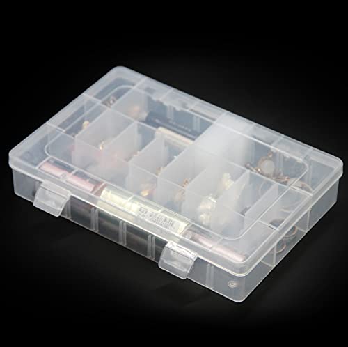 4PCS Clear White Plastic Organizer Box with Dividers 24 Grid Storage Containers Jewelry Storage Box with Dividers for Beads Earrings Necklaces Rings Metal Parts Accessories Screws Button Storage