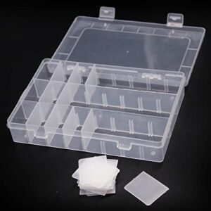 4PCS Clear White Plastic Organizer Box with Dividers 24 Grid Storage Containers Jewelry Storage Box with Dividers for Beads Earrings Necklaces Rings Metal Parts Accessories Screws Button Storage