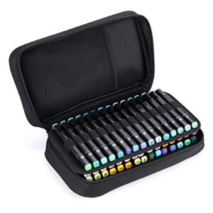 btsky art marker carrying case lipstick organizer-60 slots canvas zippered markers storage for touch spectrum noir paint sharpie markers, empty wallet only (black)