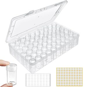 notgia 2packs 60 grids bead organizer and storage diamond painting containers portable plastic case box arts crafts storage for seeds beads sewing cosmetic nail glitter powder small parts rhinestones