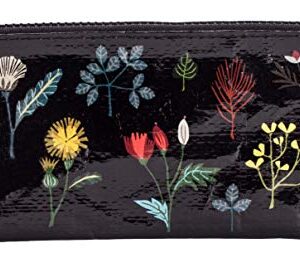 Blue Q Pencil Case, Plant Study - chunky zipper, sturdy and easy-to-rinse-clean, 4.25"h x 8.5"w, made from 95% recycled material (Black with Botanical Drawings)