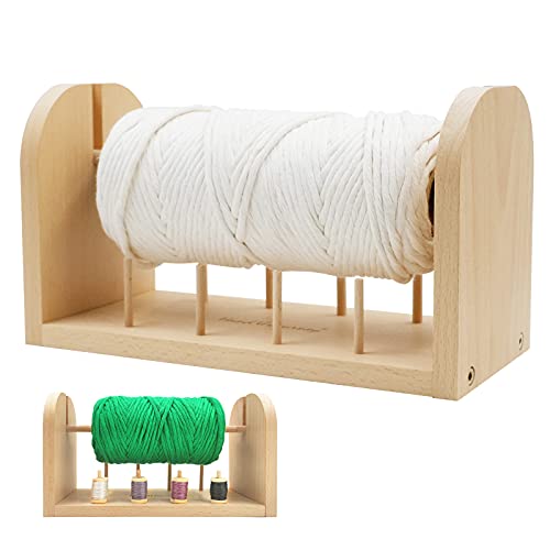 HAND U JOURNEY Wooden Spools Holder/Yarn Holder/Beech Thread Rack Organizer for Macrame Weaving Cord/String and Sewing Threads