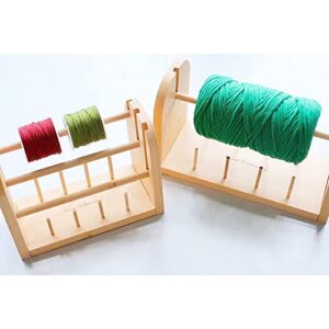 HAND U JOURNEY Wooden Spools Holder/Yarn Holder/Beech Thread Rack Organizer for Macrame Weaving Cord/String and Sewing Threads