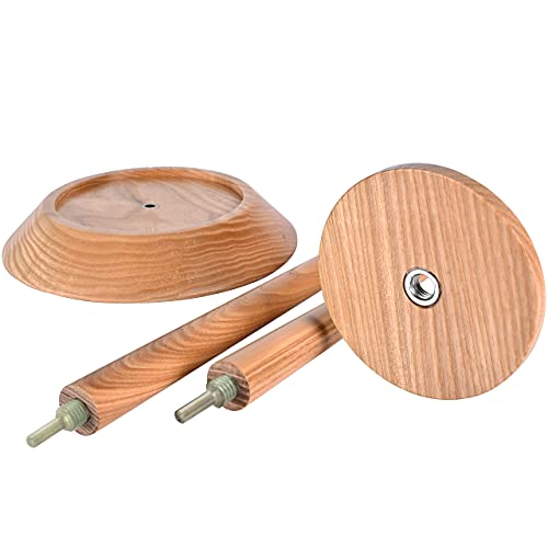 BarvA Big Wood Yarn Holder Set Advanced Metal Twirling Mechanism Lazy Susan Stand Ball Spindle Sewing Crocheting Tool Wool Cord Organizer Ribbon Storage Knitting Embroidery Thread Crochet Accessories