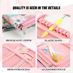 QZLKNIT Clear Crochet Hook Case, Portable Organizer Bag for Crochet Needles and Other Knitting Accessories, Easy to Carry for Crochet Beginners and Knitting Lovers(Only Bag)