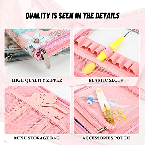 QZLKNIT Clear Crochet Hook Case, Portable Organizer Bag for Crochet Needles and Other Knitting Accessories, Easy to Carry for Crochet Beginners and Knitting Lovers(Only Bag)