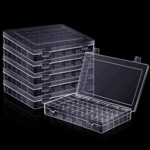 6 pieces 36 grids plastic organizer box clear storage container plastic jewelry organizer bead holder sewing storage jewelry box with removable dividers for art diy crafts