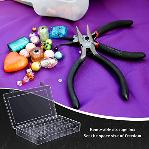 6 Pieces 36 Grids Plastic Organizer Box Clear Storage Container Plastic Jewelry Organizer Bead Holder Sewing Storage Jewelry Box with Removable Dividers for Art DIY Crafts