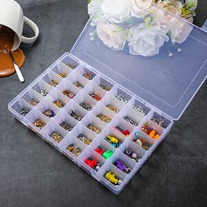 6 Pieces 36 Grids Plastic Organizer Box Clear Storage Container Plastic Jewelry Organizer Bead Holder Sewing Storage Jewelry Box with Removable Dividers for Art DIY Crafts