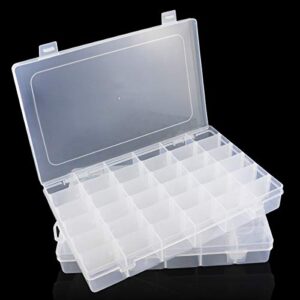 neworkg 2 pack plastic organizer container box with dividers – 36 compartment organizer, perfect for fishing tackle, jewelry & screws