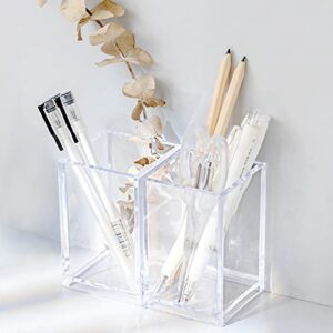 2 pack acrylic pen holder makeup brush holder clear pencil makeup brush storage organizer cup for office acrylic desk accessories dorm bathroom supplies