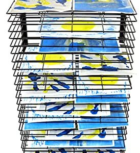 Joymaney Art Drying Rack - Mobile Metal Art Storage Rack with 25 Removable Shelves, Art Organizer for Kids, Art Studio Organization and Storage, Artwork Storage, Craft Room Storage and Organization