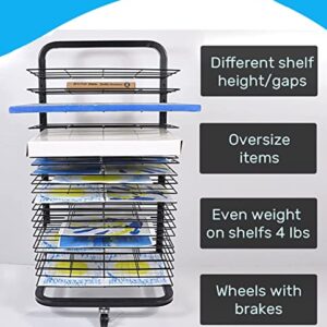 Joymaney Art Drying Rack - Mobile Metal Art Storage Rack with 25 Removable Shelves, Art Organizer for Kids, Art Studio Organization and Storage, Artwork Storage, Craft Room Storage and Organization