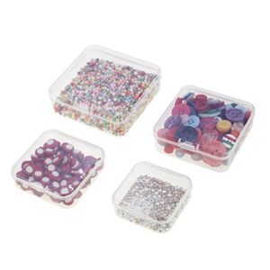 LJY 32 Pieces Mixed Sizes Square Empty Mini Clear Plastic Storage Containers Box Case with Lids for Small Items and Other Craft Projects