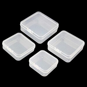 LJY 32 Pieces Mixed Sizes Square Empty Mini Clear Plastic Storage Containers Box Case with Lids for Small Items and Other Craft Projects