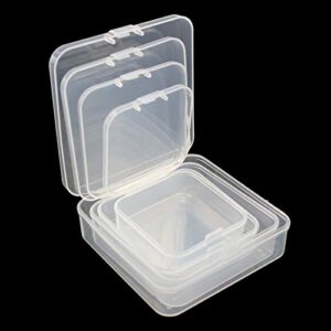 LJY 32 Pieces Mixed Sizes Square Empty Mini Clear Plastic Storage Containers Box Case with Lids for Small Items and Other Craft Projects