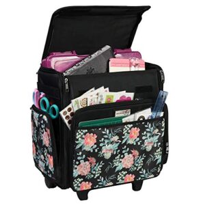 everything mary collapsible rolling craft, flowers – wheeled scrapbook tote for scrapbooking & art – travel organizer storage bin for paper, glue, tape – roller cart for teachers & medical
