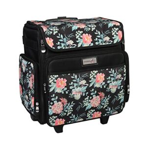 Everything Mary Collapsible Rolling Craft, Flowers - Wheeled Scrapbook Tote for Scrapbooking & Art - Travel Organizer Storage Bin for Paper, Glue, Tape - Roller Cart for Teachers & Medical