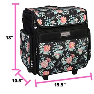 Everything Mary Collapsible Rolling Craft, Flowers - Wheeled Scrapbook Tote for Scrapbooking & Art - Travel Organizer Storage Bin for Paper, Glue, Tape - Roller Cart for Teachers & Medical