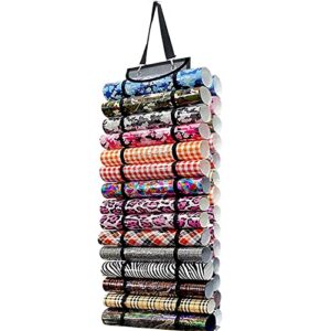 clzylrs vinyl roll holder with 30 compartments | vinyl roll storage rack wall mount/over the door | vinyl storage rack | hanging organizer storage, gray