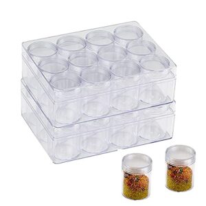 2 x 12 pieces bead storage container embroidery diamond storage organizer box, clear painting jewelry earring sewing nail storage jars with screw lid for diy