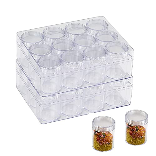 2 X 12 Pieces Bead Storage Container Embroidery Diamond Storage Organizer Box, Clear Painting Jewelry Earring Sewing Nail Storage Jars with Screw Lid for DIY