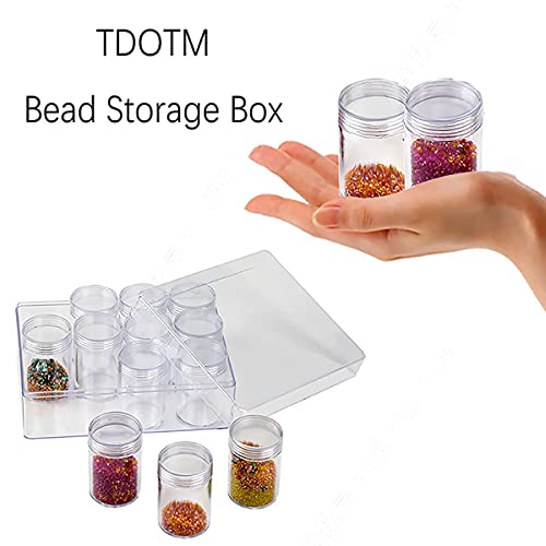 2 X 12 Pieces Bead Storage Container Embroidery Diamond Storage Organizer Box, Clear Painting Jewelry Earring Sewing Nail Storage Jars with Screw Lid for DIY