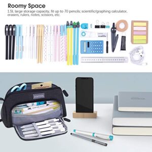 Aiscool Big Capacity Pencil Case Up to 70 Pencils Pen Pouch Holder Bag Large Storage Stationery Organizer for School Supplies Office College (Black)