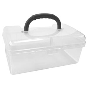 magdurnus gray empty first aid storage box, multipurpose tackle box, plastic sewing box, crafts supplies organizer case with handle (pb01)