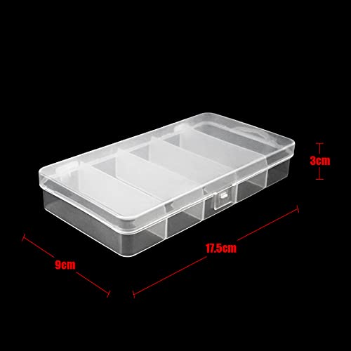 Fyess 3 Pack 5 Grid Plastic Fishing Tackle Storage Box Visible Bead Jewelry Making Findings Organizer Box,7.1" x 4.3" x 1.2"