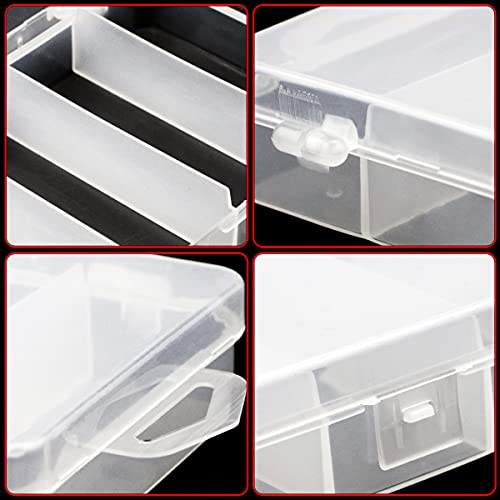 Fyess 3 Pack 5 Grid Plastic Fishing Tackle Storage Box Visible Bead Jewelry Making Findings Organizer Box,7.1" x 4.3" x 1.2"