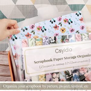 Csyidio 10PCS 12 x 12 Inch Scrapbook Paper Storage Organizer with Label Stickers, Clear Paper Storage Bag for Holding Scrapbook Paper Pad, Vinyl Paper, Photos and Paper File Enclosed Storage