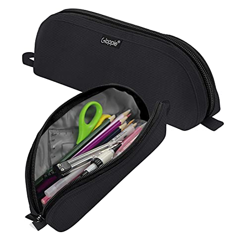 Gloppie Pencil Bag Pencil Pouch Pen Case Simple Pencil Case Black Pencil Storage Bag Pen Holder Marker Organizer Fabric Zipper Pen Pouch Office School Supplies for College Students Kids Adults