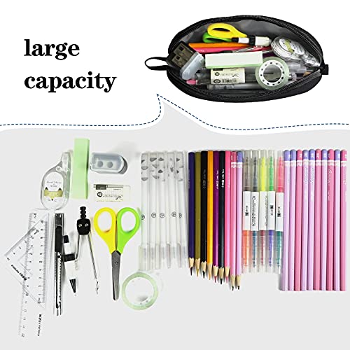 Gloppie Pencil Bag Pencil Pouch Pen Case Simple Pencil Case Black Pencil Storage Bag Pen Holder Marker Organizer Fabric Zipper Pen Pouch Office School Supplies for College Students Kids Adults