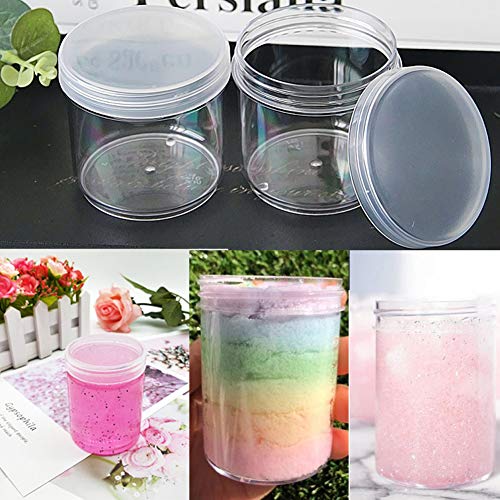 20 Pack 4oz Empty Clear Slime Containers,Round Plastic Cosmetic Jars with Lids,Transparent Storage Containers for Cosmetics,Lotions,Butters,Slime Making and Food Storage