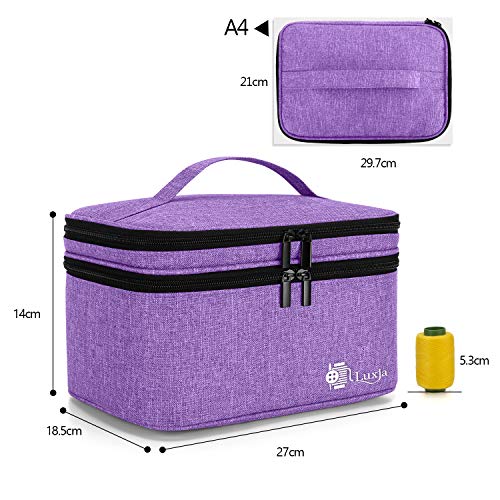 Luxja Double-Layer Sewing Accessories Organizer, Sewing Supplies Organizer for Needles, Thread, Scissors, Measuring Tape and Other Sewing Tools, Large/Purple