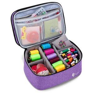 Luxja Double-Layer Sewing Accessories Organizer, Sewing Supplies Organizer for Needles, Thread, Scissors, Measuring Tape and Other Sewing Tools, Large/Purple