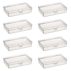 goodma 8 pieces rectangular empty mini clear plastic organizer storage box containers with hinged lids for small items and other craft projects (5.3 x 3.1 x 1.2 inch)
