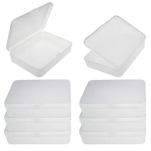 goodma 8 pieces frosted rectangular plastic boxes empty storage organizer containers with hinged lids for small items and other craft projects (4.5 x 3.3 x 1.1 inch)
