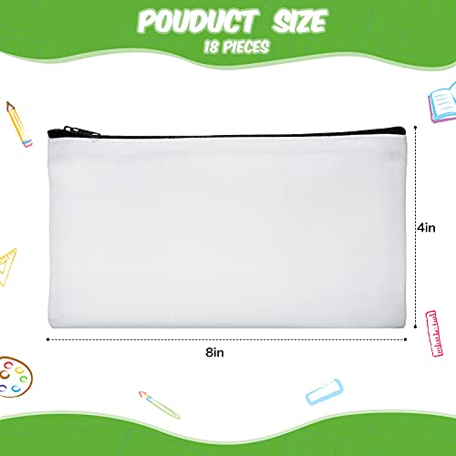 Sublimation Blank Canvas Zipper Pouch Canvas Pencil Pen Case Bag Double-Side Sublimation Blank Makeup Bags DIY Craft Blank Makeup Bags with Zipper for Painting DIY Craft (24 Pieces)