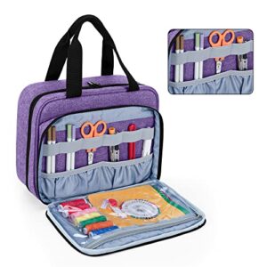 Luxja Large Sewing Organizer with 3 Inner Sections (Fold up Easily), Sewing Supply Organizer with Versatile Pockets (No Accessories Included), Purple