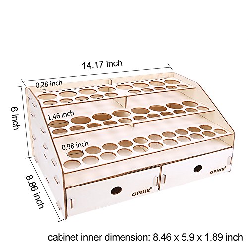 OPHIR Wooden Paint Rack Stand Pigment Ink Bottle Paints Tool Storage with Cabinet Holder Organizer for 58 Bottles of Paints