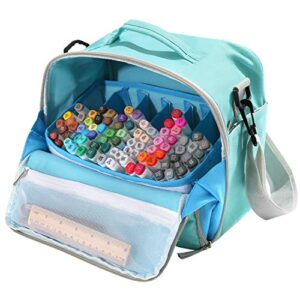 Togood Storage Tote Bag for Marker Pens Brush Pen Coloring Pencils Books Art and Crafts Supplies Tools Cosmetics, Up to 130 Pens,Light Green