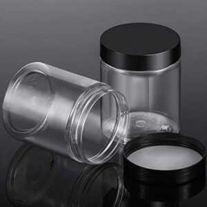 12 Pack Small Plastic Containers with Lids Clear Plastic Favor Storage Jars Wide Mouth for Beauty Products (10 Ounce, Black)